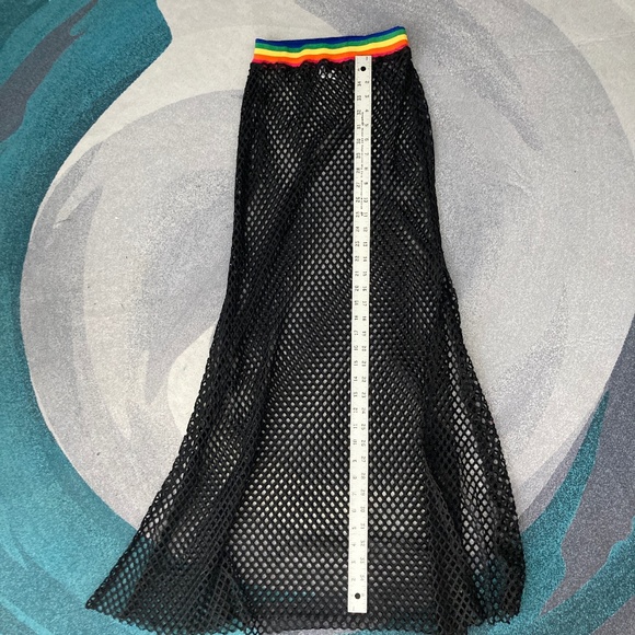 Jaded London Rainbow  and Black Mesh Maxi Skirt - Picture 7 of 8